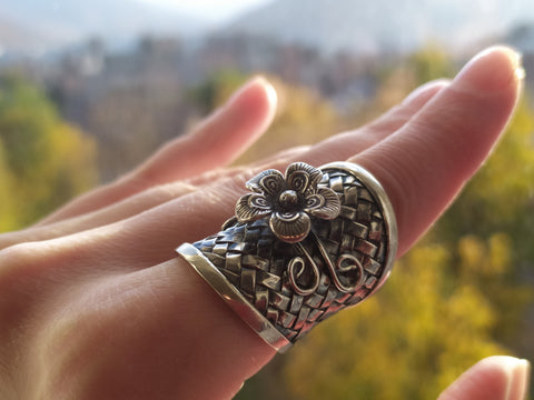 Floral silver ring Women jewelry with flowers Sterling beautiful gifts