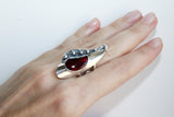 Ring Sterling silver 925 and natural Garnet ONE of a Kind