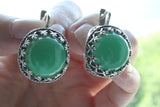 Jade SET earrings ring pendant green STERLING SILVER 925