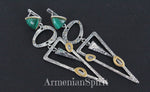 Modern Earrings very long Sterling silver 925 gold plated