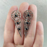 Stud earrings Sterling Silver 925 filigree traditional jewelry with black onyx