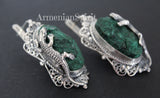 Jewelry SET Earrings lizard  Sterling silver 925 and velvet malachite