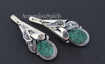 Earrings ring pendant Sterling silver 925 green malachite  ONE of a Kind