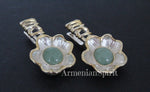 Flower Jade ring green Sterling SILVER 925 gold plated