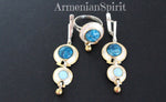 Earrings and ring Blue lapis lazuli and moonstone Sterling SILVER 925 gold plated