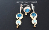 Earrings and ring Blue lapis lazuli and moonstone Sterling SILVER 925 gold plated