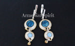 Earrings and ring Blue lapis lazuli and moonstone Sterling SILVER 925 gold plated