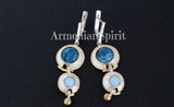 Earrings and ring Blue lapis lazuli and moonstone Sterling SILVER 925 gold plated