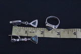 Earrings ring Blue gray labradorite white zircon Sterling SILVER 925 gold plated details