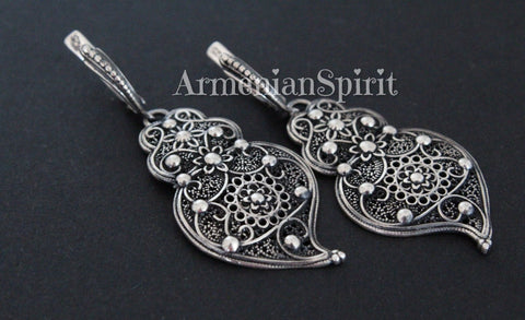 Armenian jewelry Large Earrings Sterling silver 925
