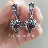 Pomegranate ring Sterling silver 925 with red zircon stones