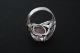 Ring silver Pale pink topaz stone Marcasite