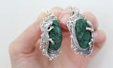 Jewelry SET Earrings Ring  lizard salamander Sterling silver 925 velvet malachite