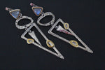 Modern Earrings very long Sterling silver 925 gold plated