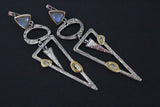 Modern Earrings very long Sterling silver 925 gold plated