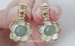 Flower Jade ring green Sterling SILVER 925 gold plated