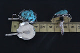 Natural turquoise SET Silver 925 Adjustable ring and earrings