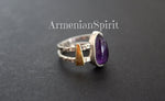Earrings sterling silver 925 gold plated details amethyst gemstone
