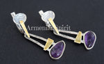 Amethyst ring women Sterling silver 925 with gold plated details