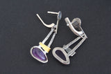 Amethyst ring women Sterling silver 925 with gold plated details