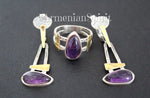Amethyst ring women Sterling silver 925 with gold plated details