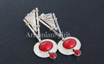 Earrings and ring Gilded Sterling silver 925 and natural pressed coral