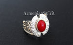 Earrings and ring Gilded Sterling silver 925 and natural pressed coral