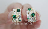 Earrings and ring Sterling silver 925 emerald green zircons