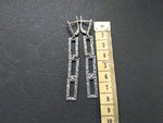 Silver very long earrings 925 Rectangular Ethnic pattern