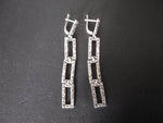 Silver very long earrings 925 Rectangular Ethnic pattern