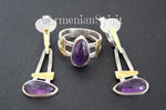 Earrings sterling silver 925 gold plated details amethyst gemstone