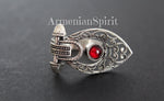 Earrings Sterling silver 925 filigree with red quartz Handmade Armenian