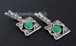 Earrings and ring sterling silver 925 Green jadeite gemstone