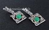 Earrings and ring sterling silver 925 Green jadeite gemstone