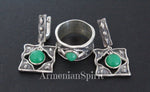 Earrings and ring sterling silver 925 Green jadeite gemstone