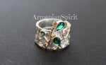 Earrings and ring Sterling silver 925 emerald green zircons