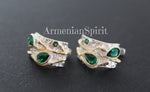 Earrings and ring Sterling silver 925 emerald green zircons