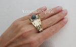 Earrings ring Blue chrysocolla Sterling SILVER 925 gold plated