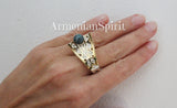 Earrings ring Blue chrysocolla Sterling SILVER 925 gold plated