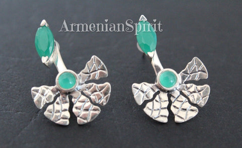 Earrings Sterling silver 925 and natural chrysoprase
