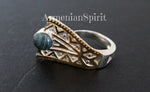 Earrings ring Blue chrysocolla Sterling SILVER 925 gold plated