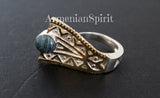 Earrings ring Blue chrysocolla Sterling SILVER 925 gold plated