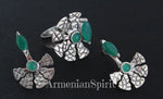 Earrings Sterling silver 925 and natural chrysoprase