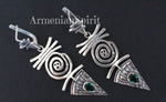 Earrings Sterling silver 925 green zircons