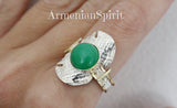 Earrings and ring Green chrysoprase Sterling SILVER 925 gold plated