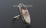 Crazy lace agate jewelry set Sterling silver 925 Earrings ring and pendant