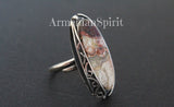 Crazy lace agate jewelry set Sterling silver 925 Earrings ring and pendant