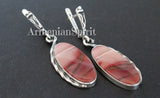 SALE Earrings Natural pink mookaite jasper gemstone Sterling silver 925