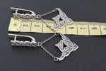 Armenian earrings semi circle SILVER 925 long chain dangle with English