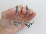 Armenian earrings semi circle SILVER 925 long chain dangle with English